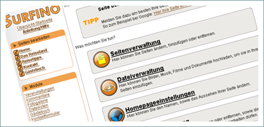 Übersicht Homepage-Baukasten