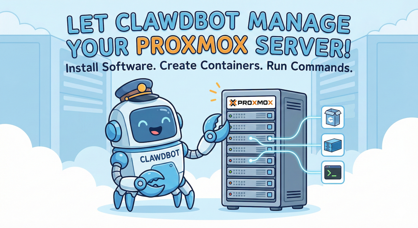 Let Clawdbot manage your Proxmox server — install software, create containers, and run commands on your behalf.
